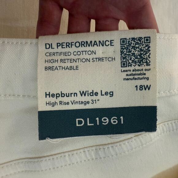 NWT DL1961 Hepburn Wide Leg High Rise Pants Eggshell 18W 31" Inseam - Picture 12 of 15